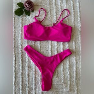Hot Pink Two Piece Thong Bikini- Size M